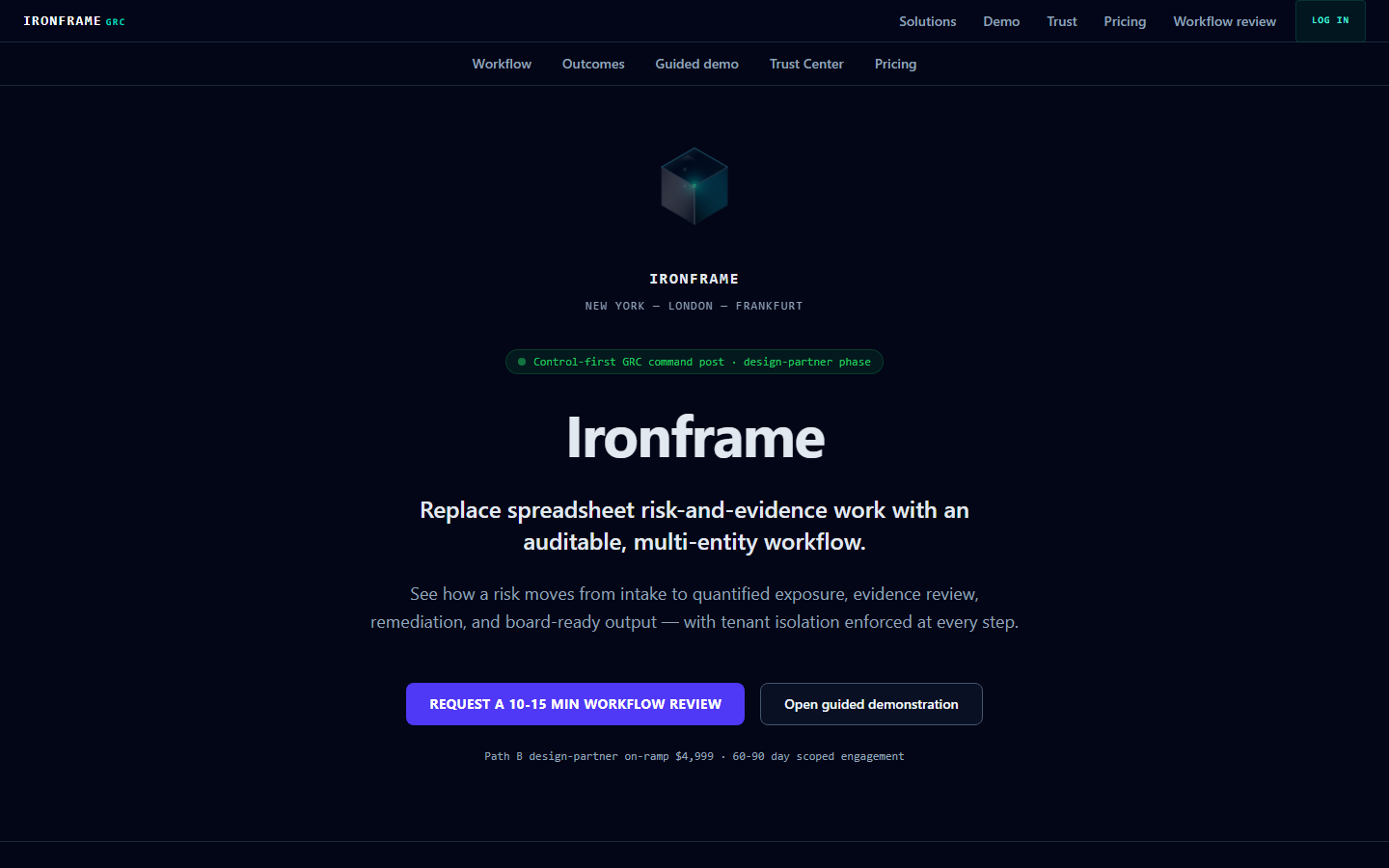 Screenshot of Ironframe commercial packaging